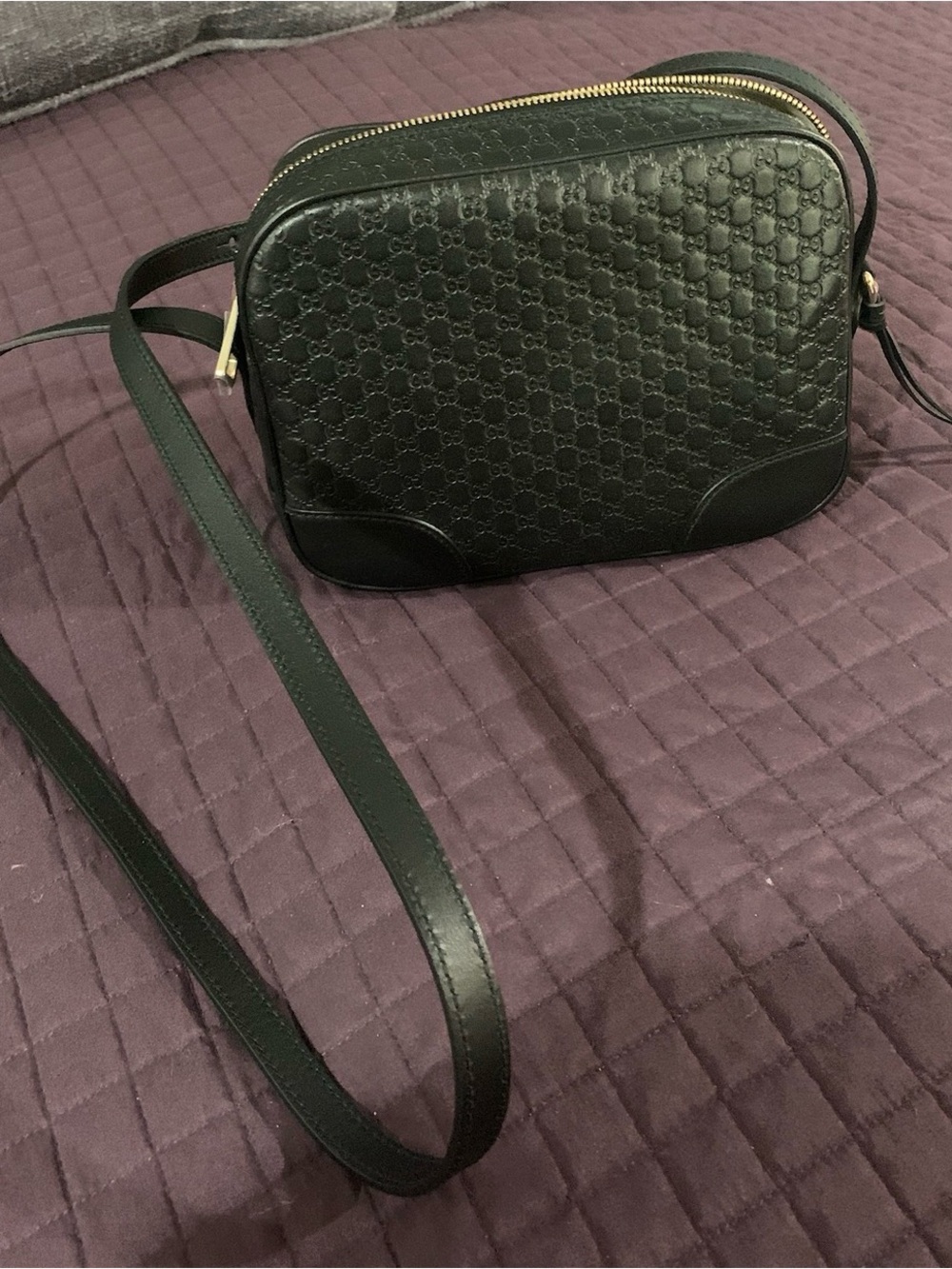 Gucci Black Embossed Leather Crossbody Bag